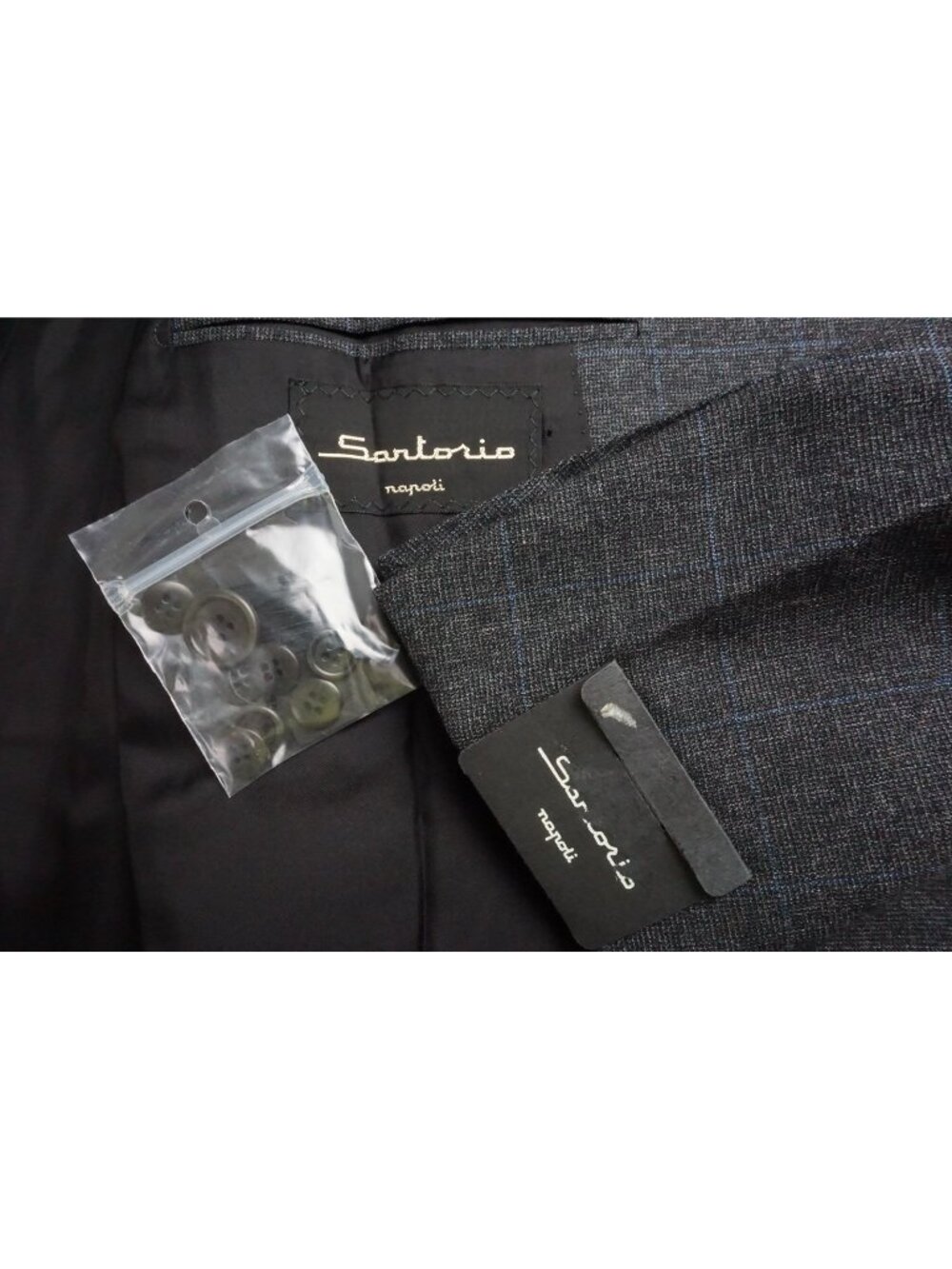 Sartorio Napoli Gray Blue Plaid S110s Wool 2 Pc Suit Jacket Pants Sz 54EU NEW